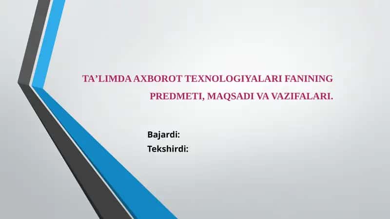 TAʼLIMDA AXBOROT TEXNOLOGIYALARI FANI 1