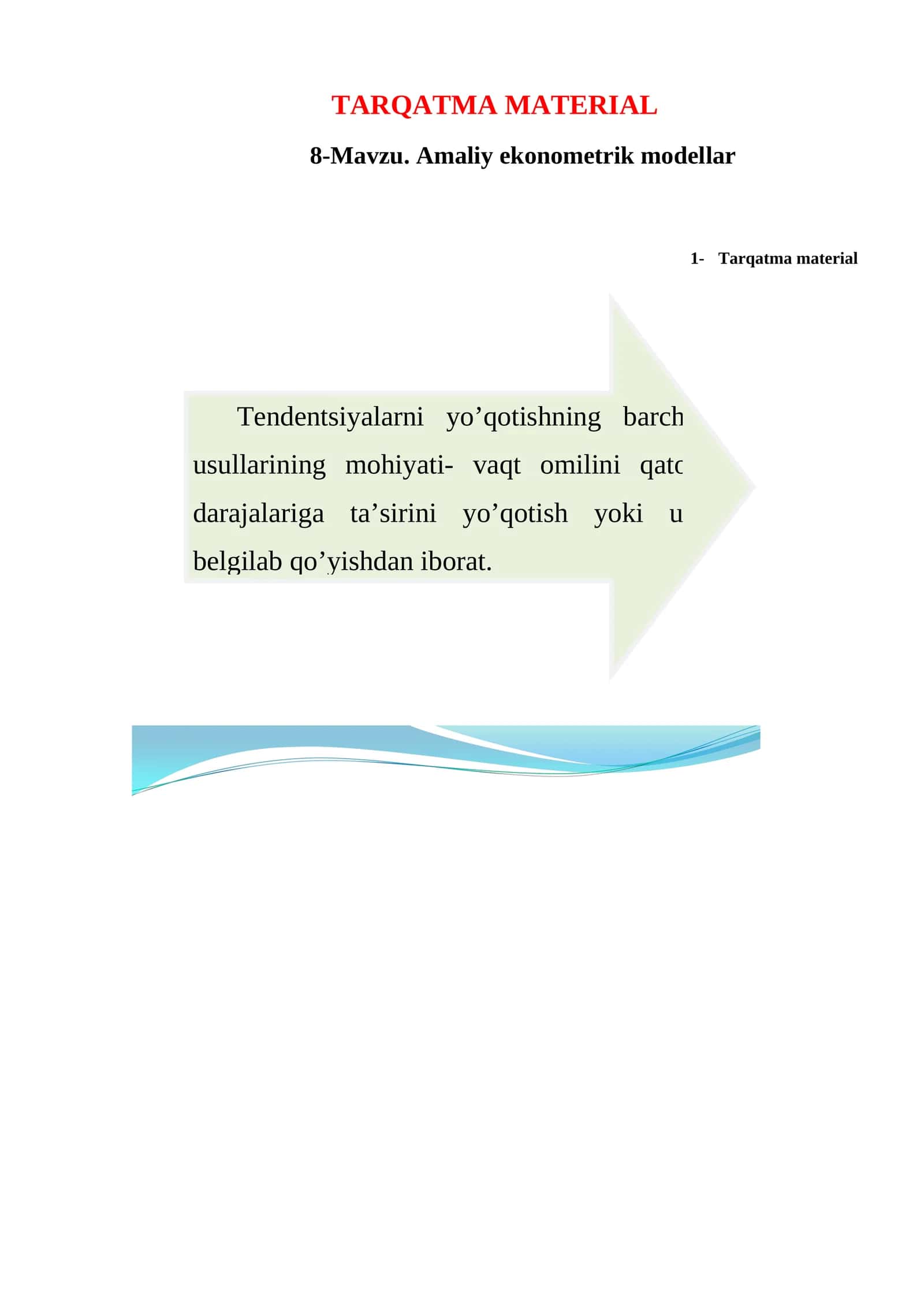 Amaliy ekonometrik modellar 1