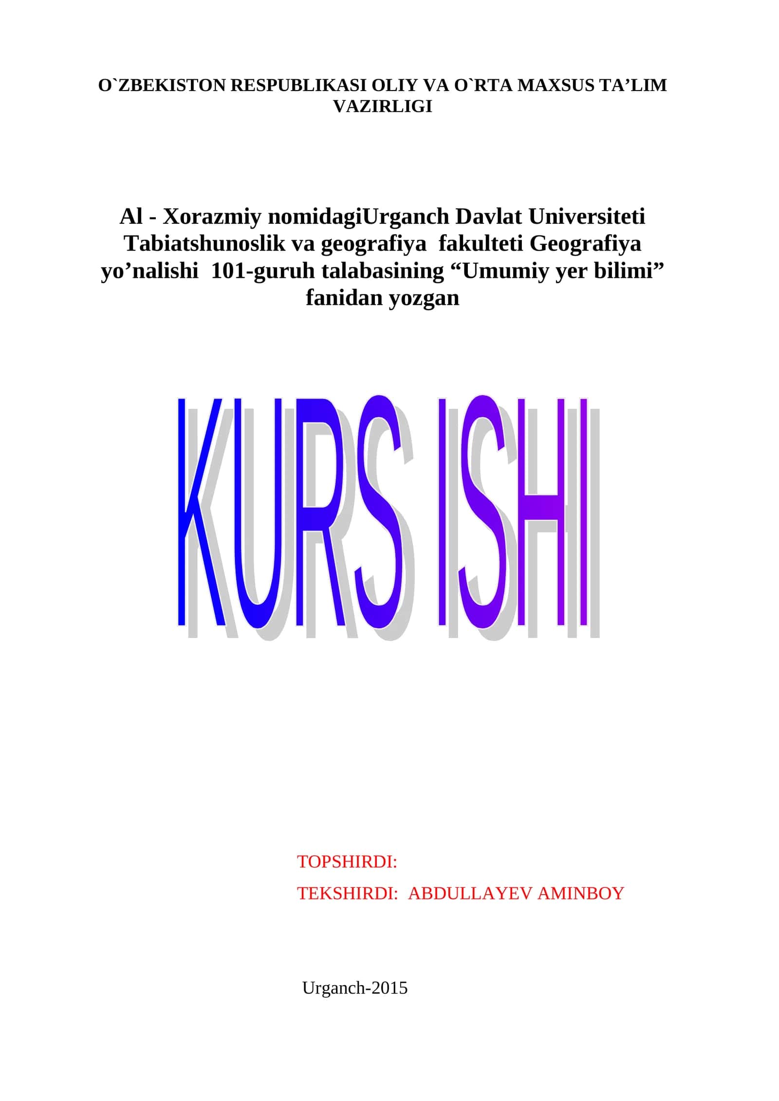 Umumiy yer bilimi 1