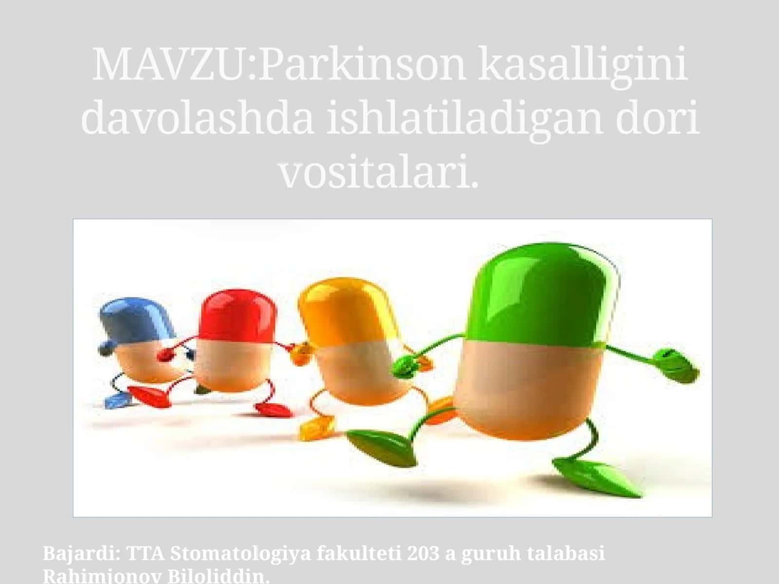 Parkinson kasalligini davolashda ishlatiladigan dori vositalari 1