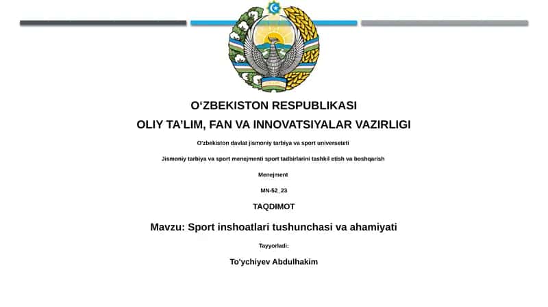 Sport inshootlari tushunchasi va ahamiyati 1