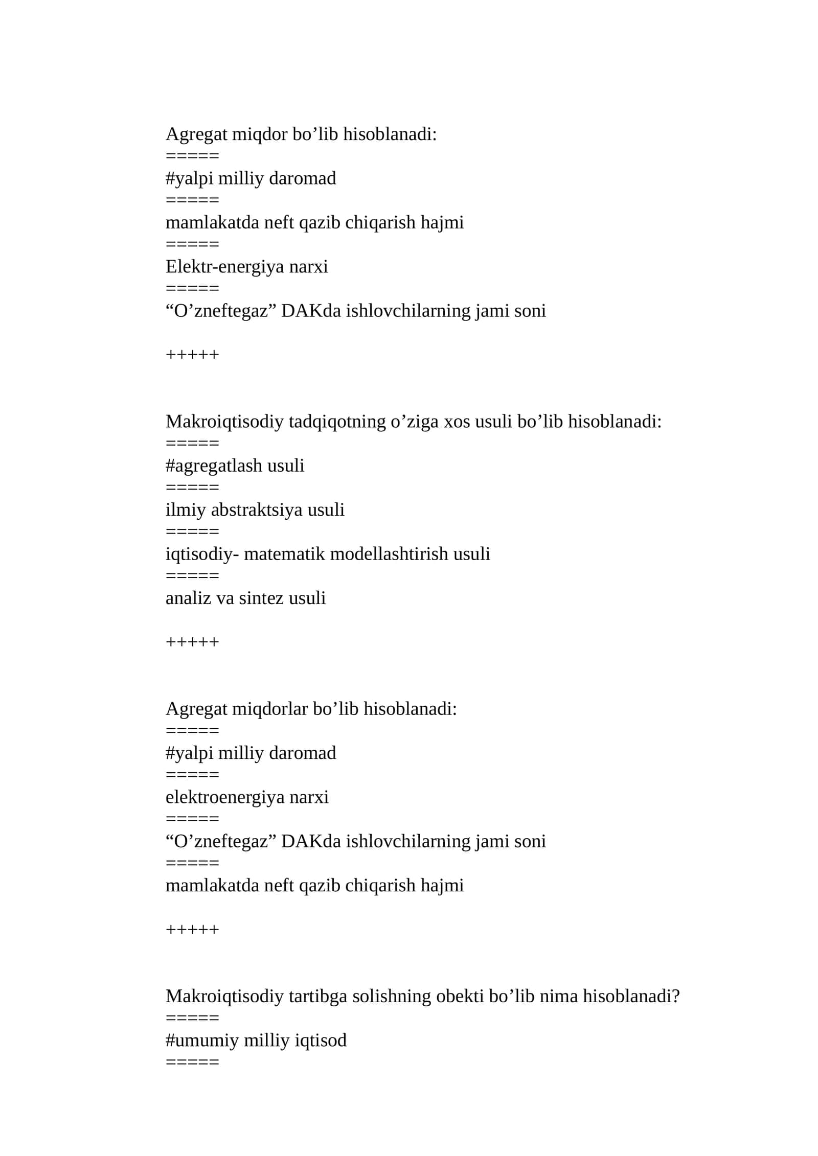 Makro iqtisodiyot test 1