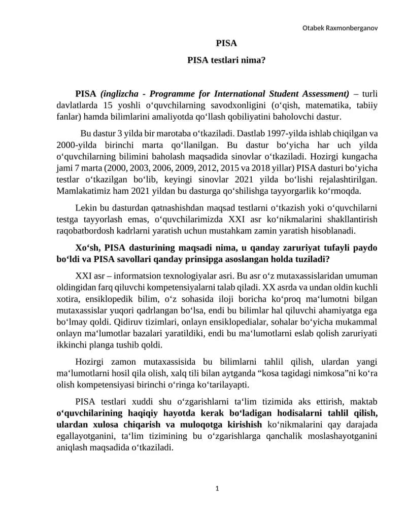 PISA testlari 1