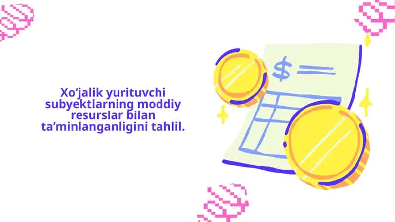 Xo‘jalik yurituvchi subyektlarning moddiy resurslar bilan ta’minlanganligini tahlil 1