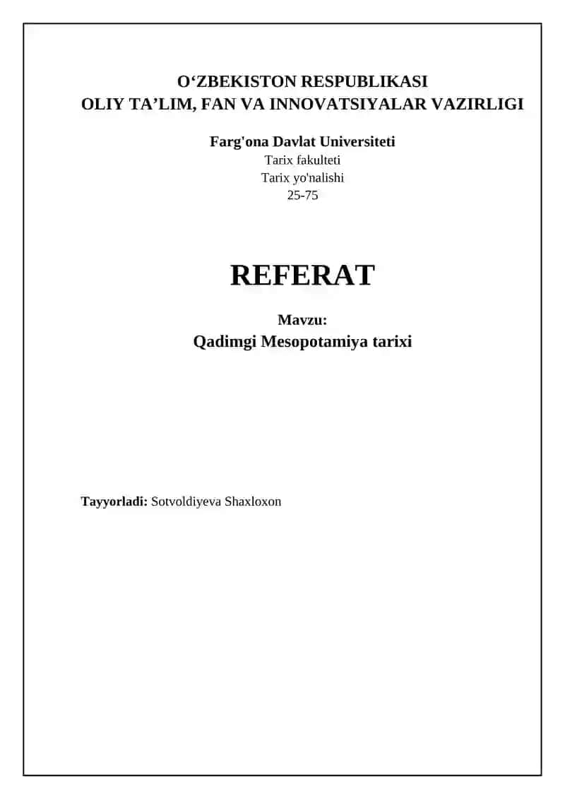 Qadimgi Mesopotamiya tarixi