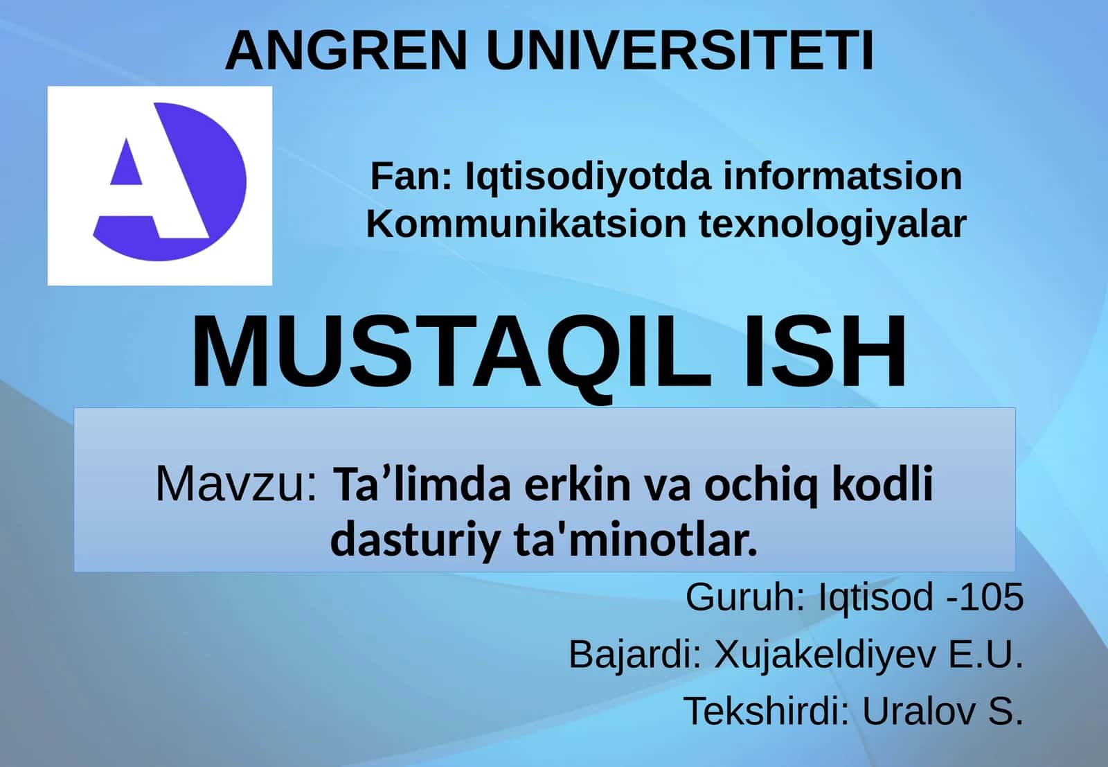 Ta’limdaerkin va ochiq kodli dasturiy ta'minotlar 1