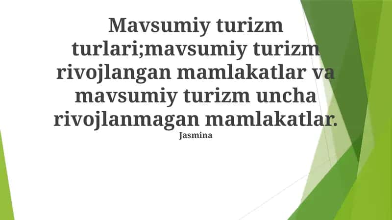 Mavsumiy Turizm Turlari 1