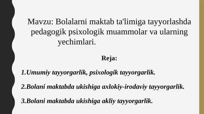 Bolalar maktab ta'limiga tayyorlash pedagogik psixologik muammolar 1