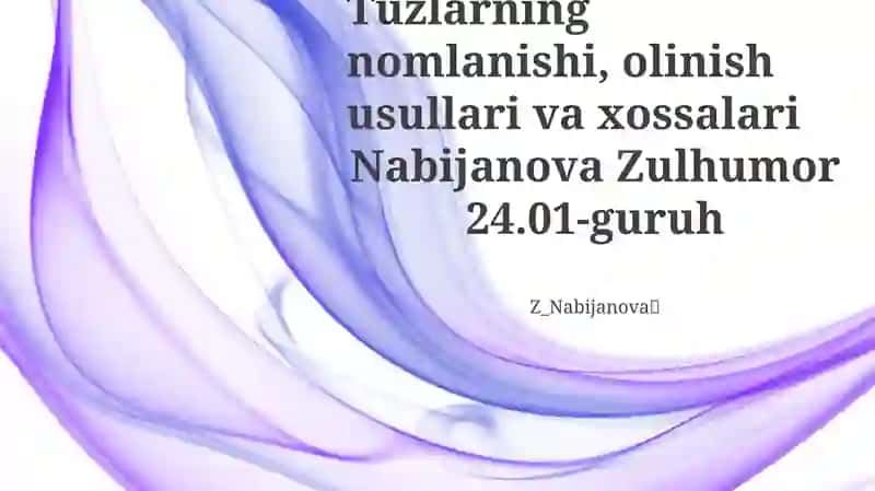 Kislota tuzlarning nomlanishi, olinish usullari va xossalari