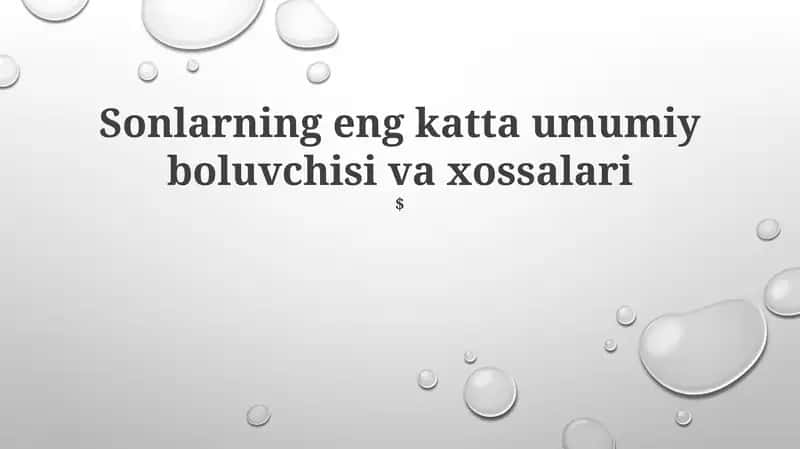 Eng Katta Umumiy Bo'luvchi (EKUB) 1