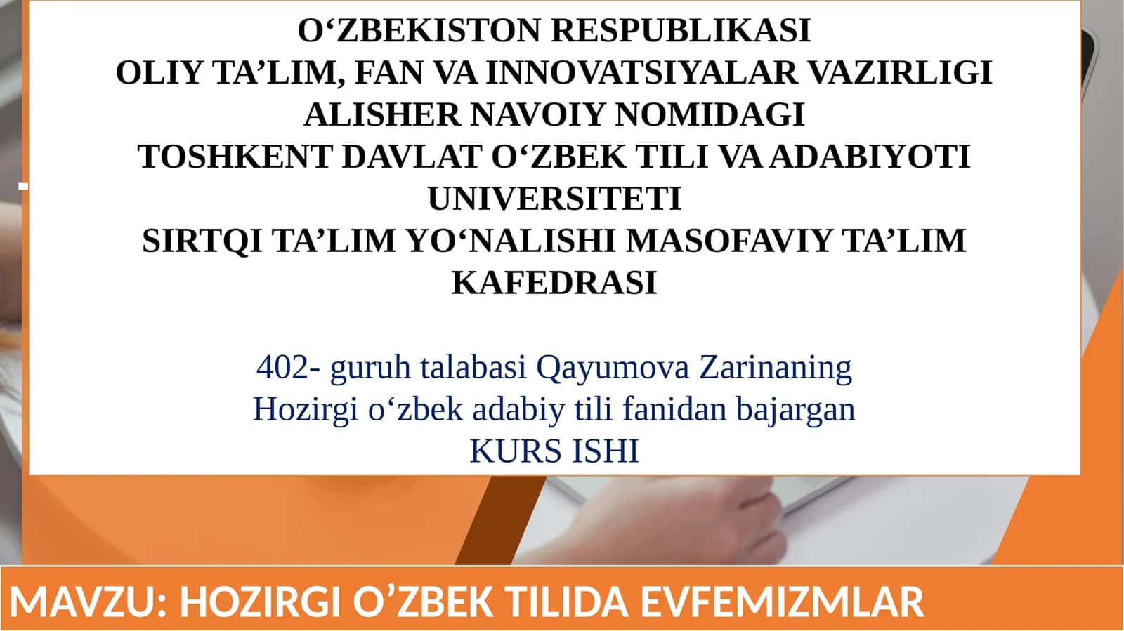O‘ZBEK TILIDA EVFEMIZMLAR 1