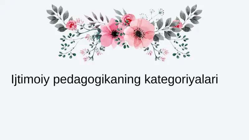 Ijtimoiy pedagogikaning kategoriyalari 1
