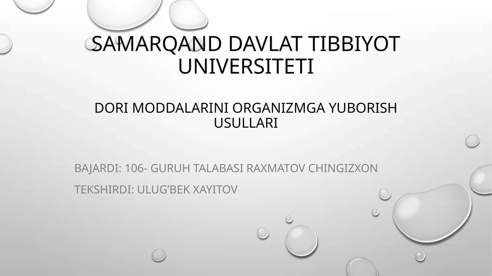 DORI MODDALARINI ORGANIZMGA YUBORISH USULLARI 1