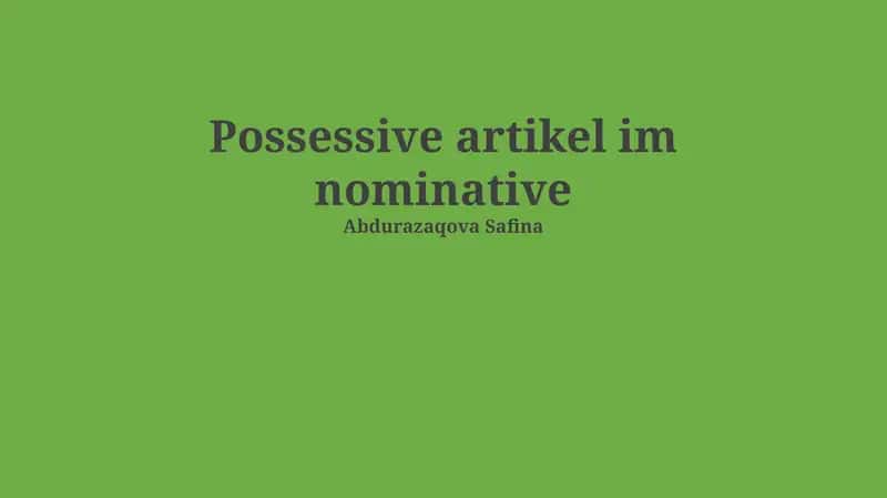 Possessive artikel im nominative 1