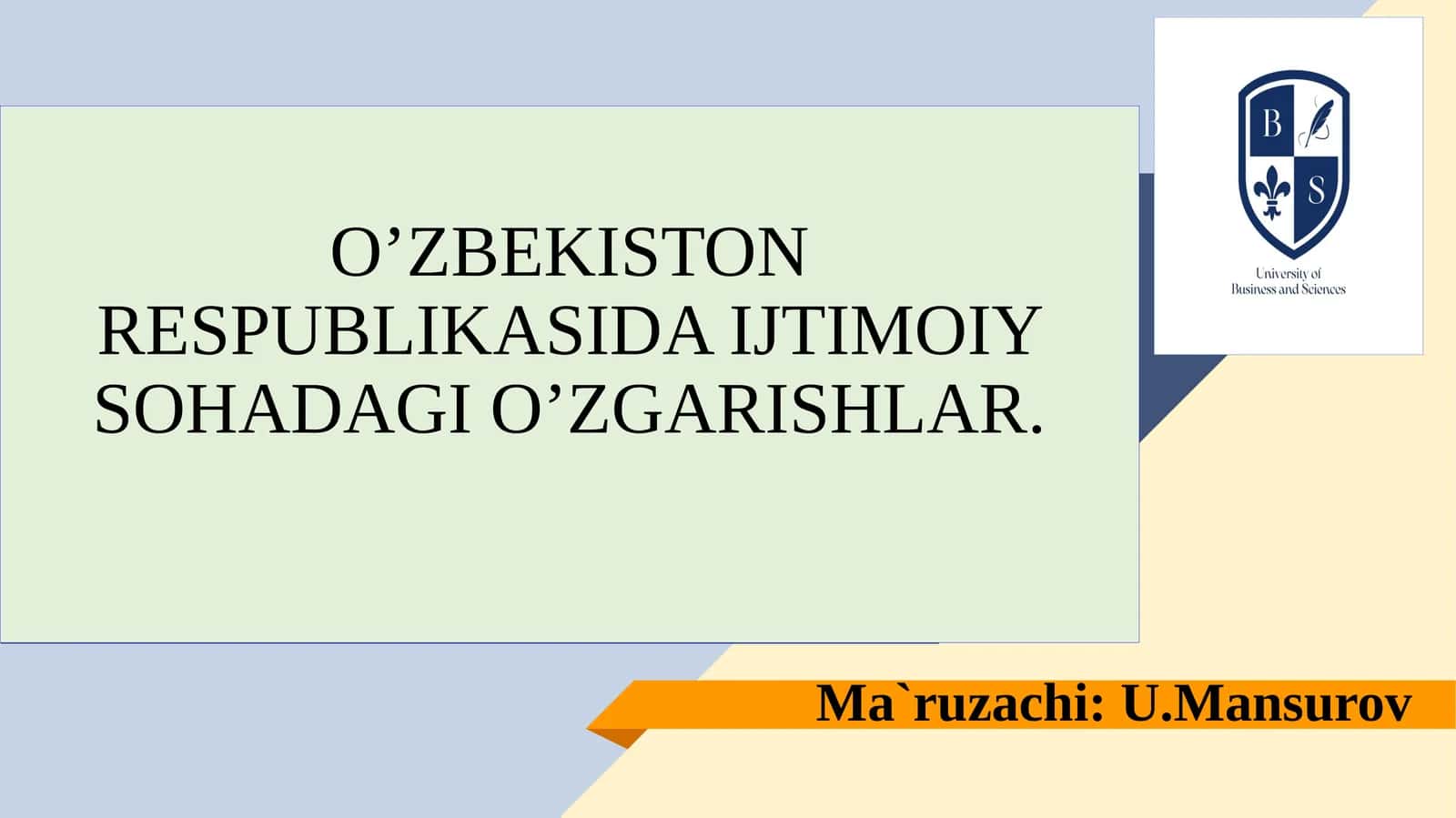 O’ZBEKISTONRESPUBLIKASIDA IJTIMOIY SOHADAGIO’ZGARISHLAR 1