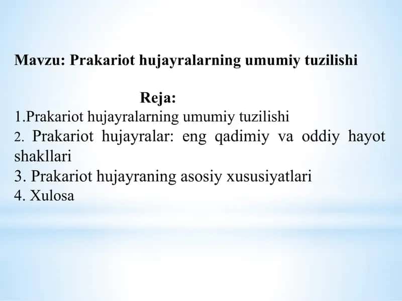 Prakariot hujayralarning umumiy tuzilishi 1