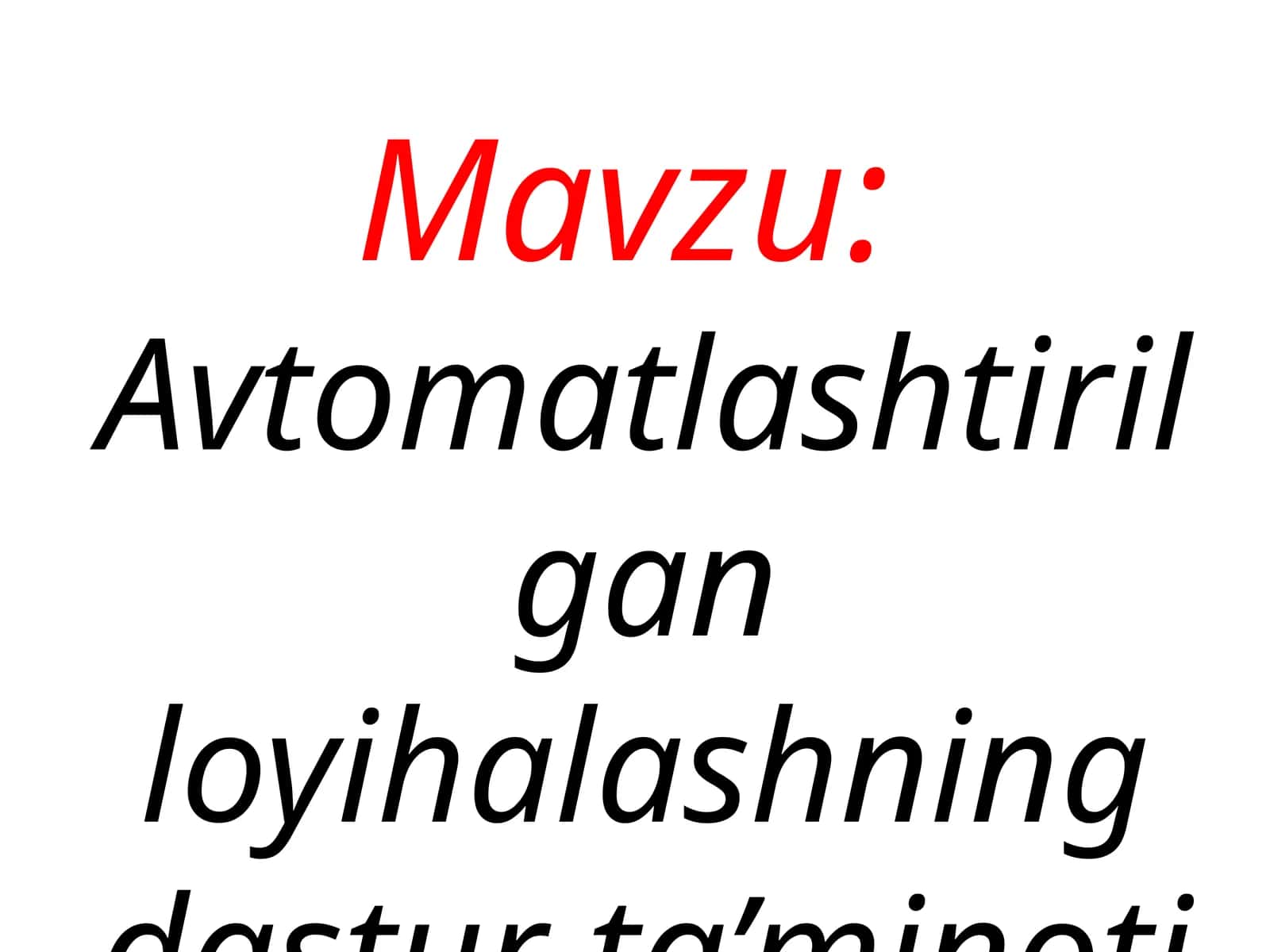 Avtomatlashtirilgan loyihalashning dastur ta’minoti 1