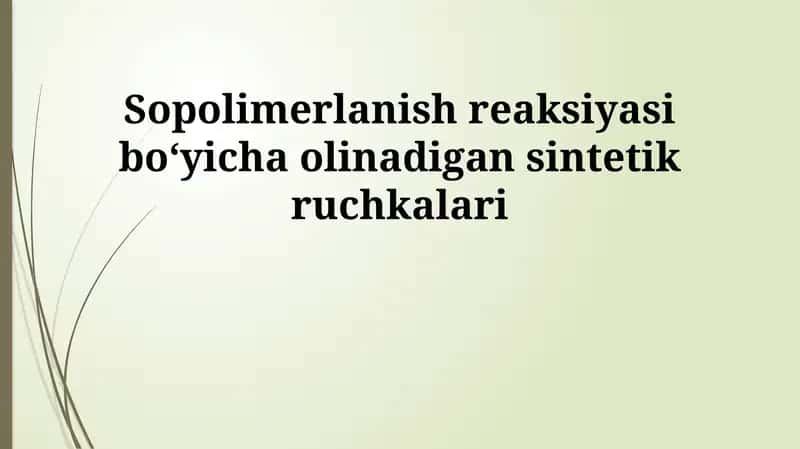 Sintetik qatronlar 1