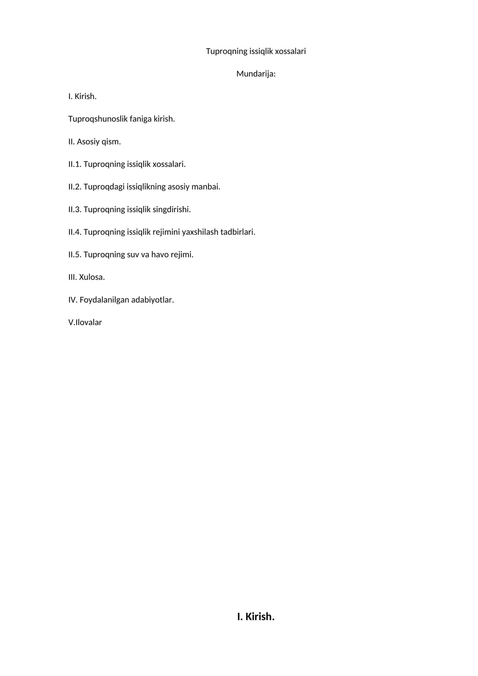 Tuproqning issiqlik xossalari 1