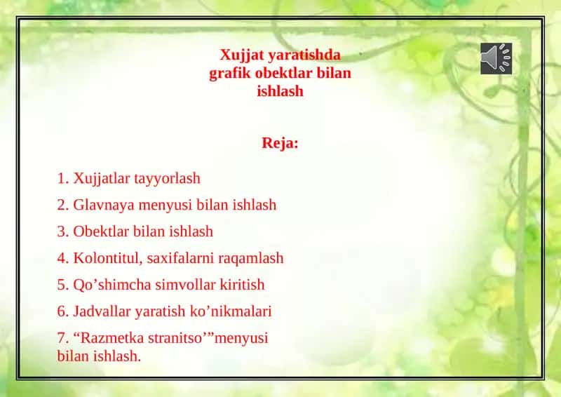 Xujjat yaratishda grafik obektlar bilan ishlash 1