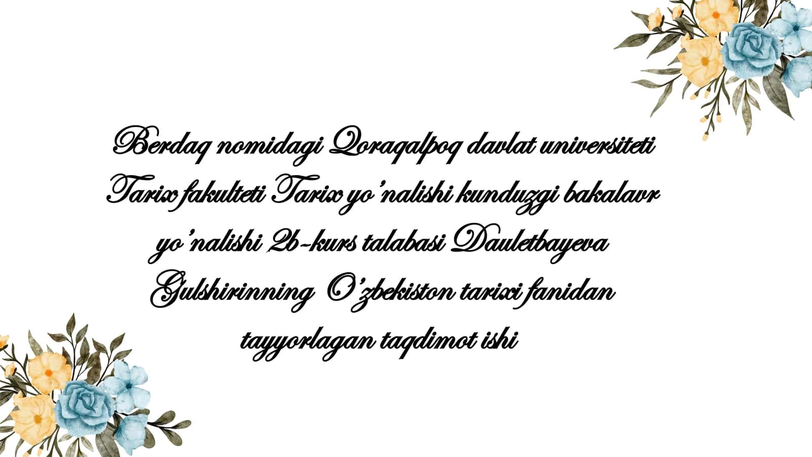 O’zbekiston tarixi fanidan tayyorlagan taqdimot ishi 1