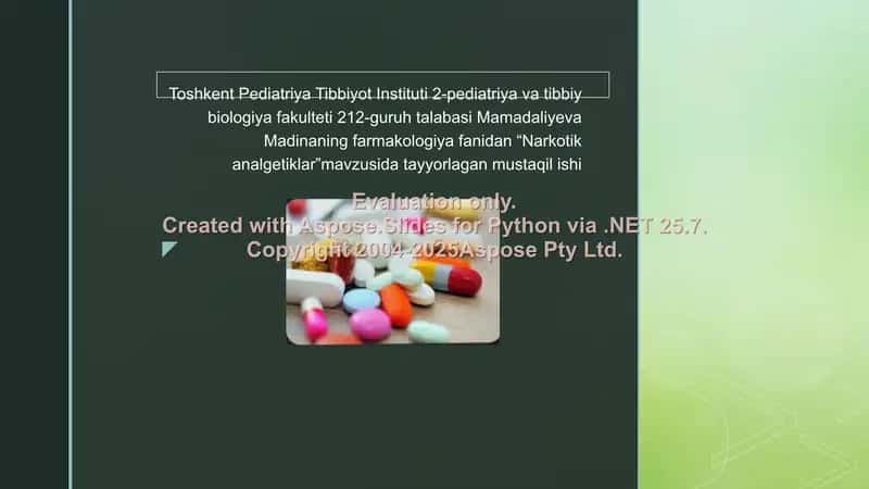 Narkotik analgetiklar 1