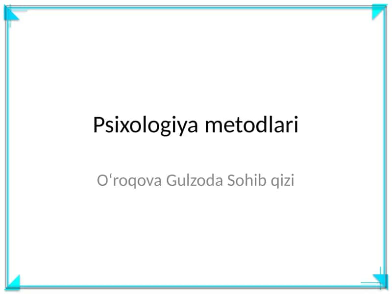 Psixologiya metodlari 1