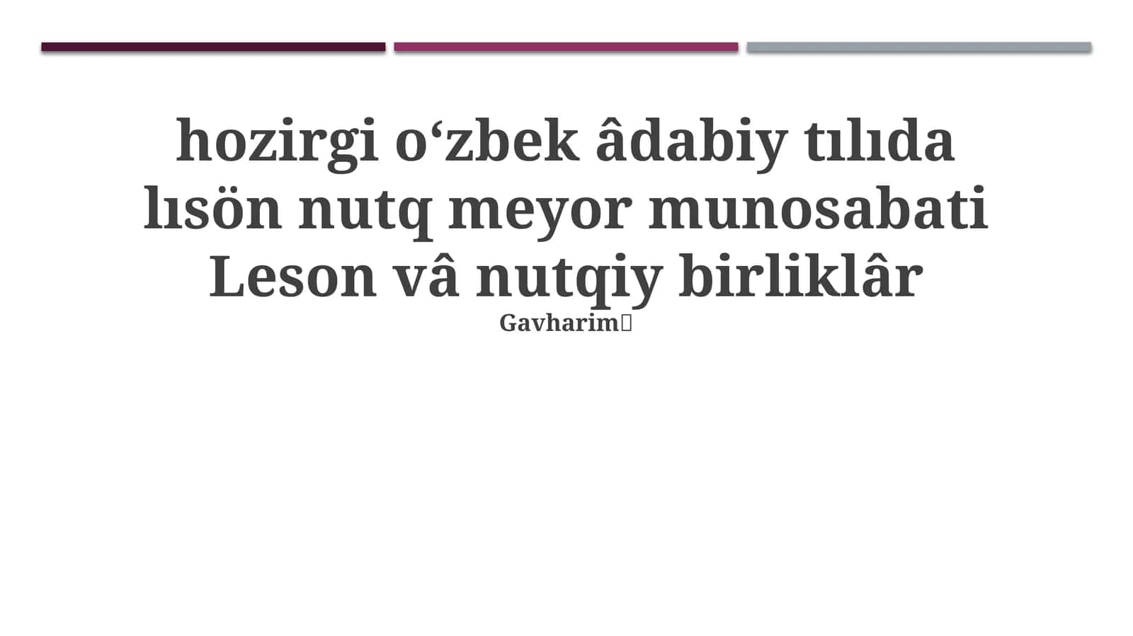 O'zbek adabiy tilining zamonaviy holati: Til va nutq me'yorlari 1