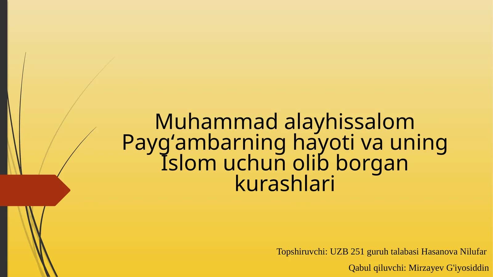 Muhammad alayhissalom Paygʻambarning hayoti va uning Islom uchun olib borgan kurashlari 1