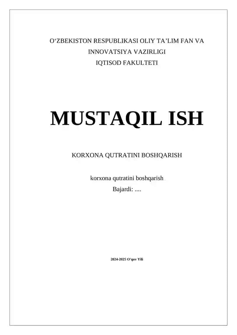 Korxona Qutratini Boshqarish