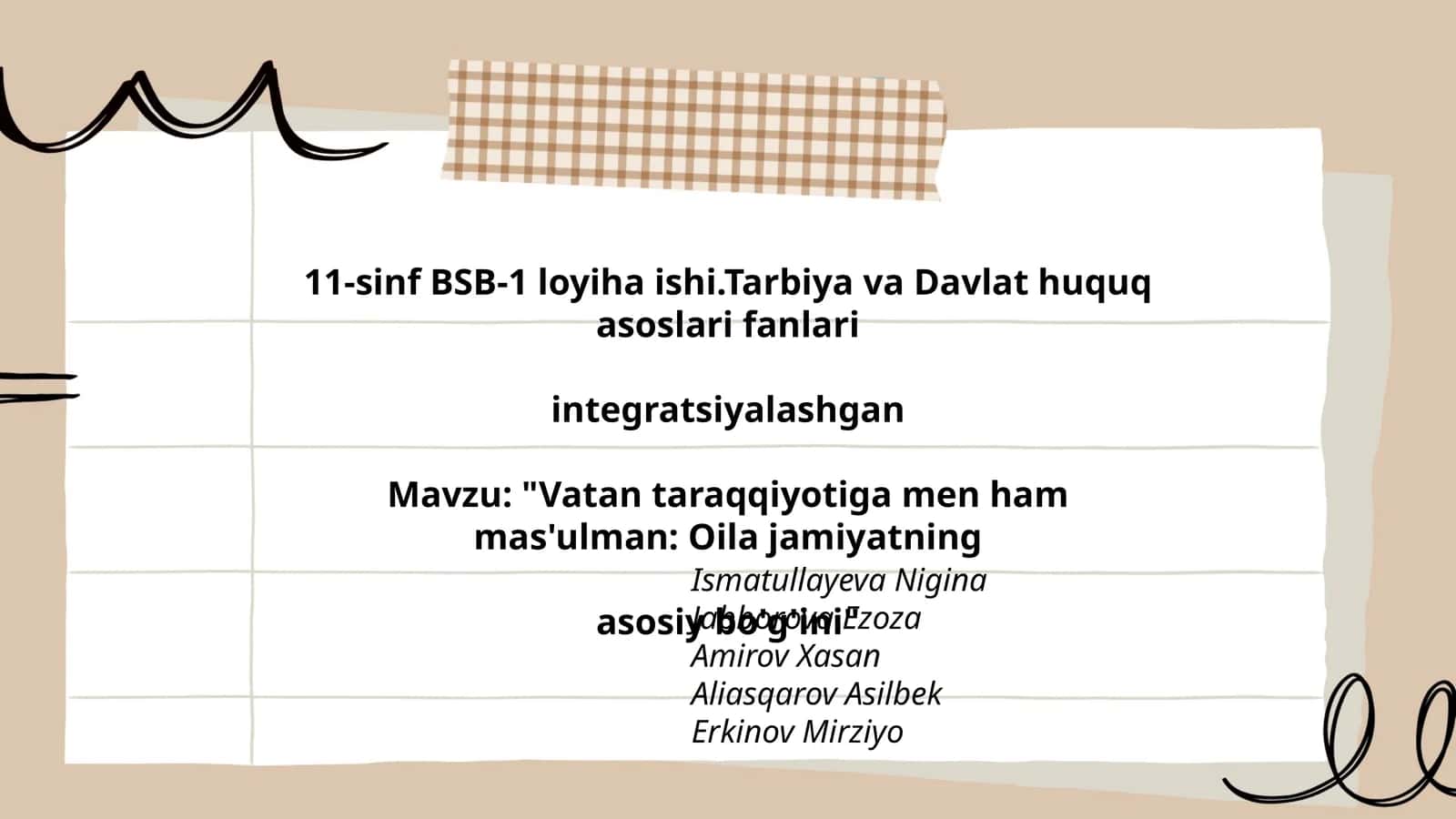 Vatan taraqqiyotiga men ham mas'ulman: Oila jamiyatning asosiy bo'g'ini 1