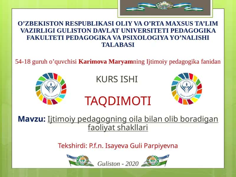 Ijtimoiy pedagogning oila bilan olib boradigan faoliyat shakllari 1