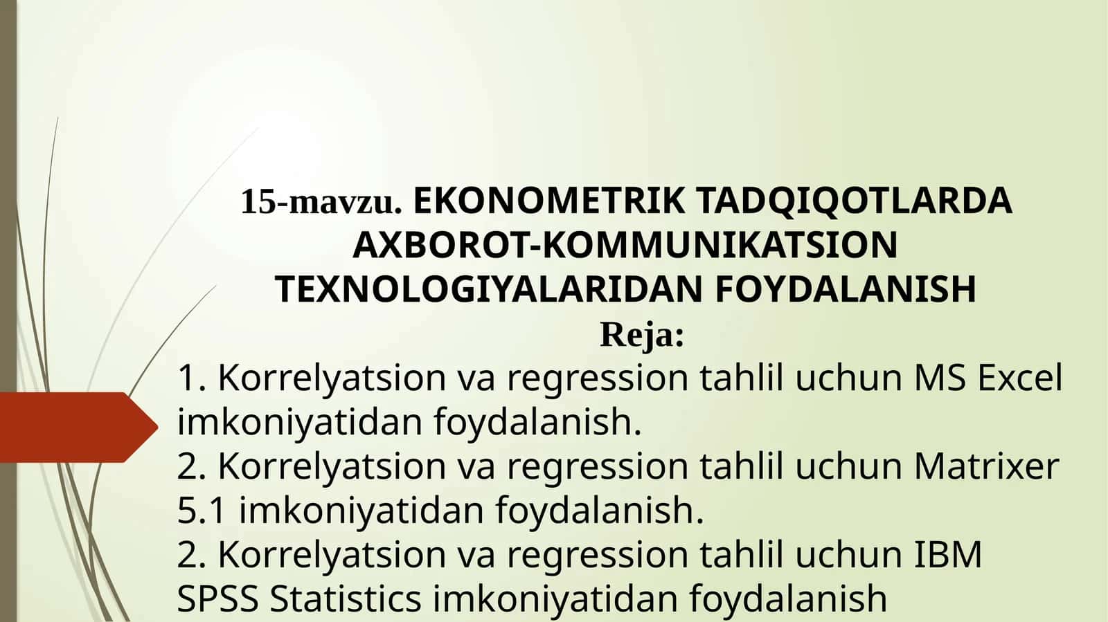 Ekonomatrikta Dirqotlarda Axborot-Kommunikatsion Texnologiyalaridan Foydalanish 1