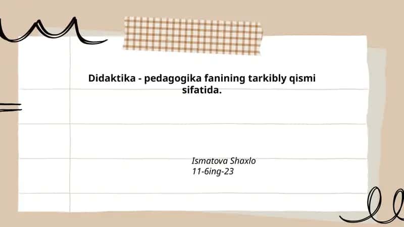 Didaktika va ta'lim mazmunining nazariy asoslari 1