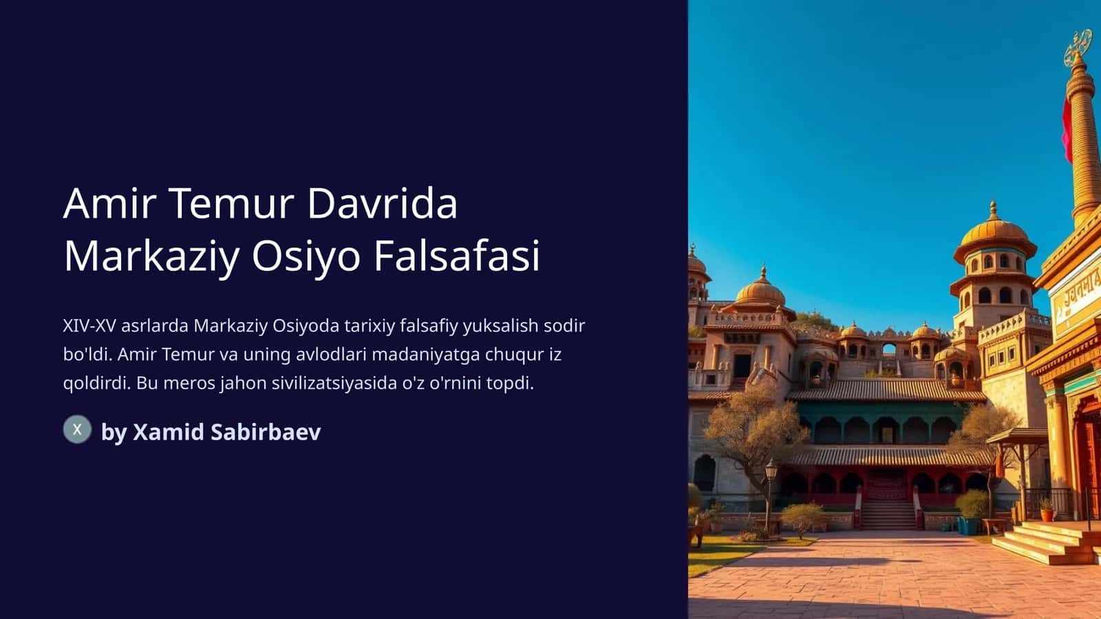Amir Temur Davrida Markaziy Osiyo Falsafasi 1