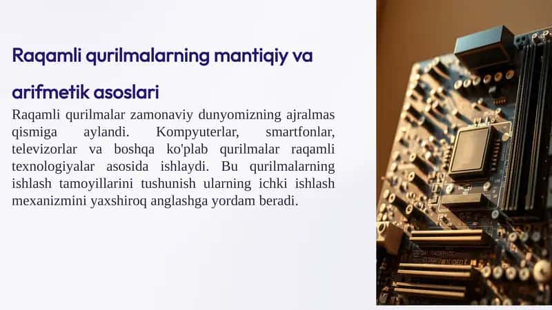 Raqamli qurilmalarning mantiqiy va arifmetik asoslari 1