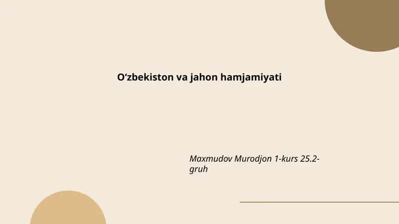 Oʻzbekiston va jahon hamjamiyati 1