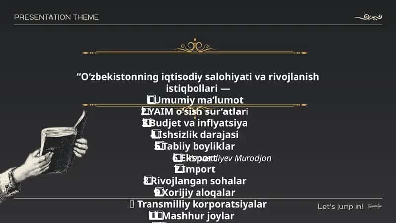 O‘zbekistonning iqtisodiy salohiyati va rivojlanish istiqbollari 1
