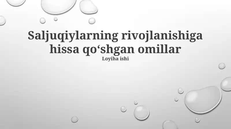 Saljuqiylarning rivojlanishiga hissa qoʻshgan omillar 1