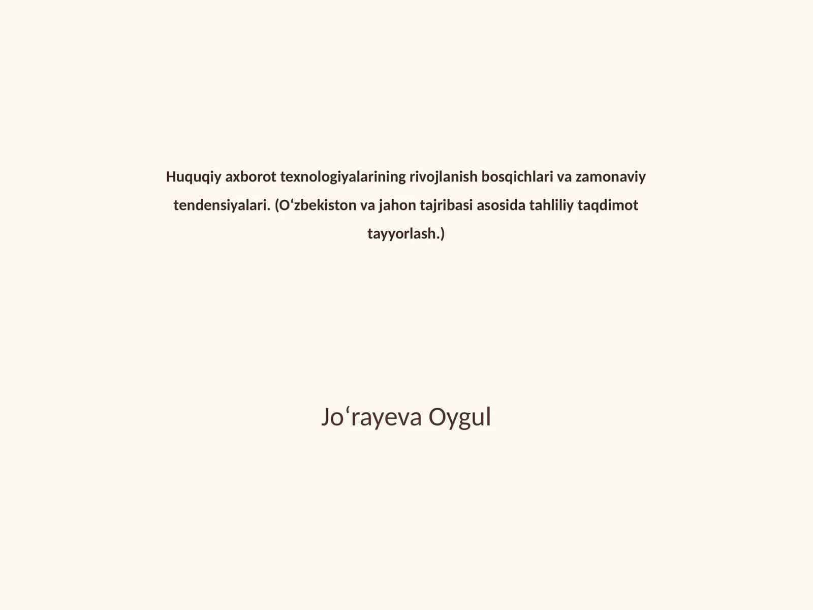 Huquqiy axborot texnologiyalarining rivojlanish bosqichlari va zamonaviy tendensiyalari 1
