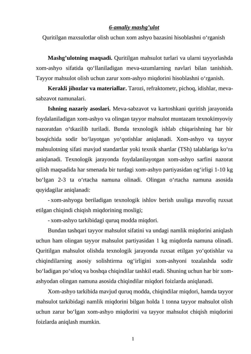 Quritilgan mahsulotlar olish 1