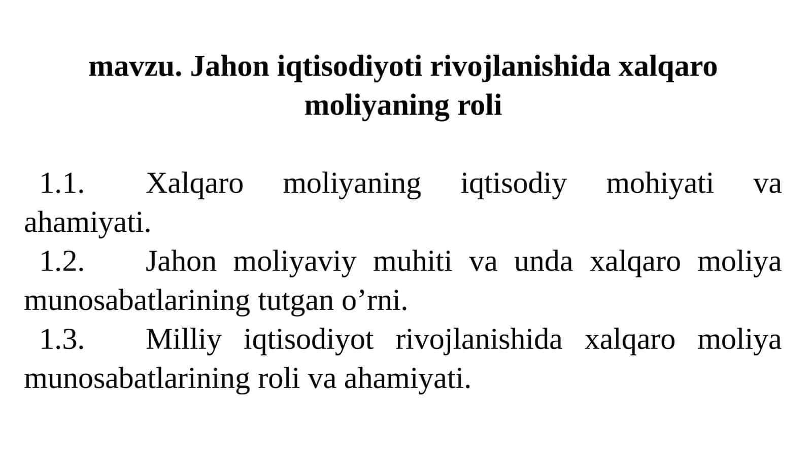 Xalqaro moliya munosabatlari 1