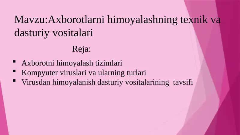 Axborotlarni himoyalashning texnik va dasturiy vositalari 1