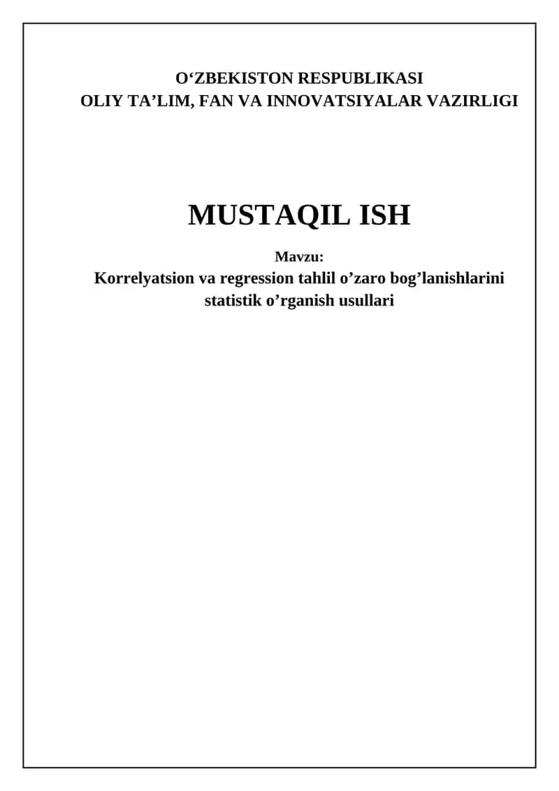 Korrelatsiya va regressiya tahlili 1