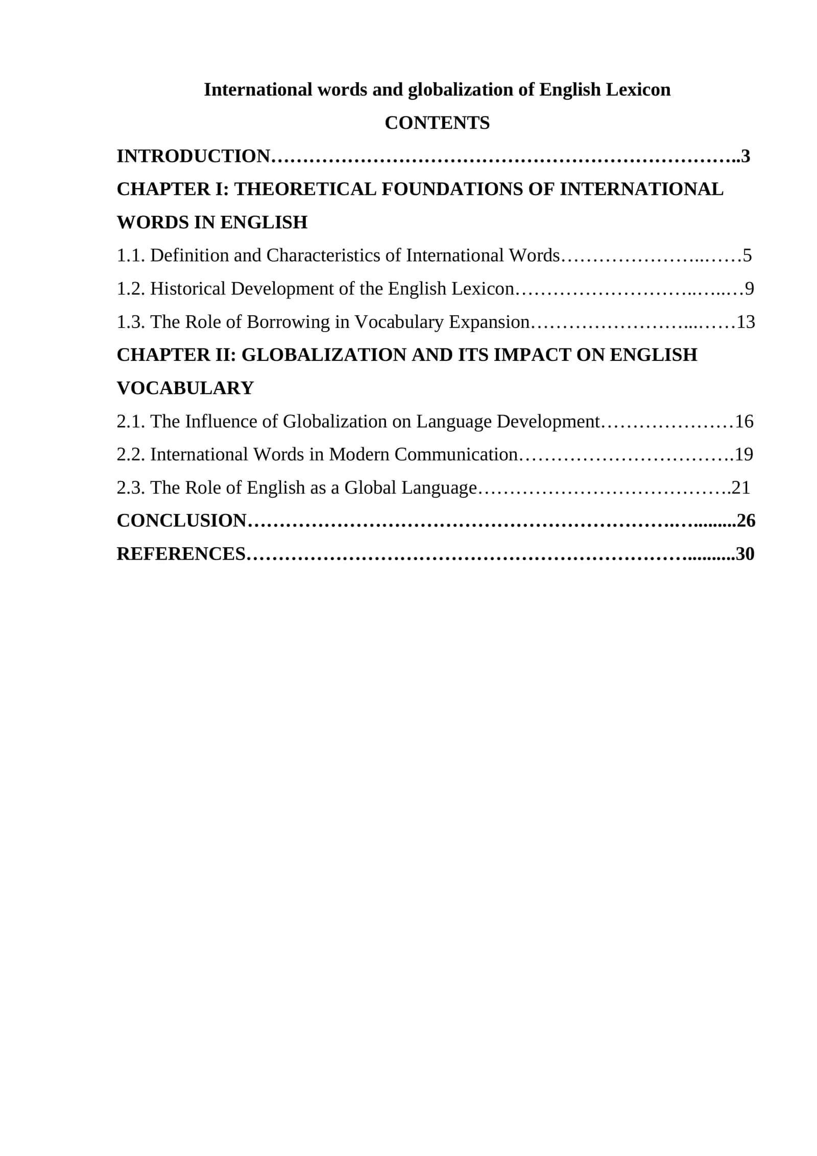 International words and globalization of English Lexicon 1