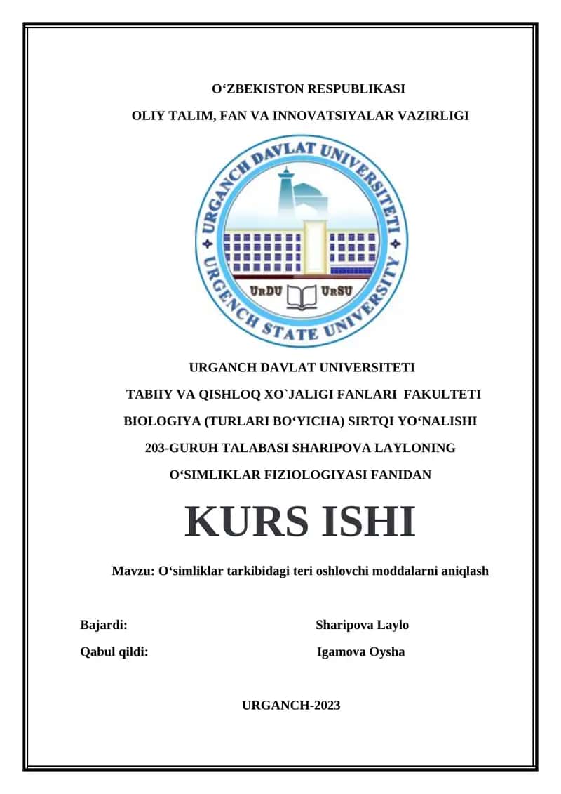 Oʻsimliklar tarkibidagi teri oshlovchi moddalarni aniqlash 1
