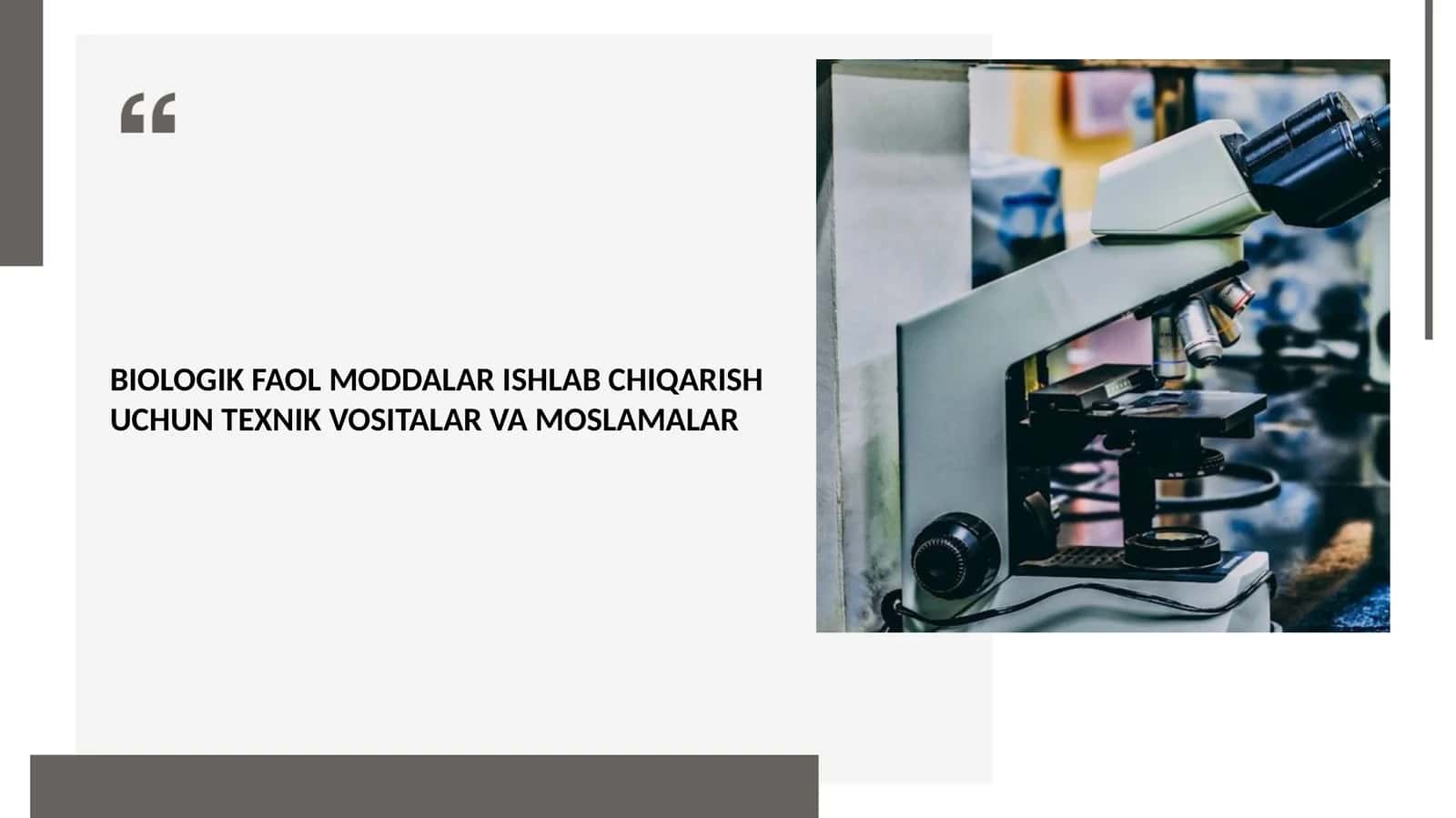 BIOLOGIK FAOL MODDALAR ISHLAB CHIQARISH UCHUN TEXNIK VOSITALAR VA MOSLAMALAR 1