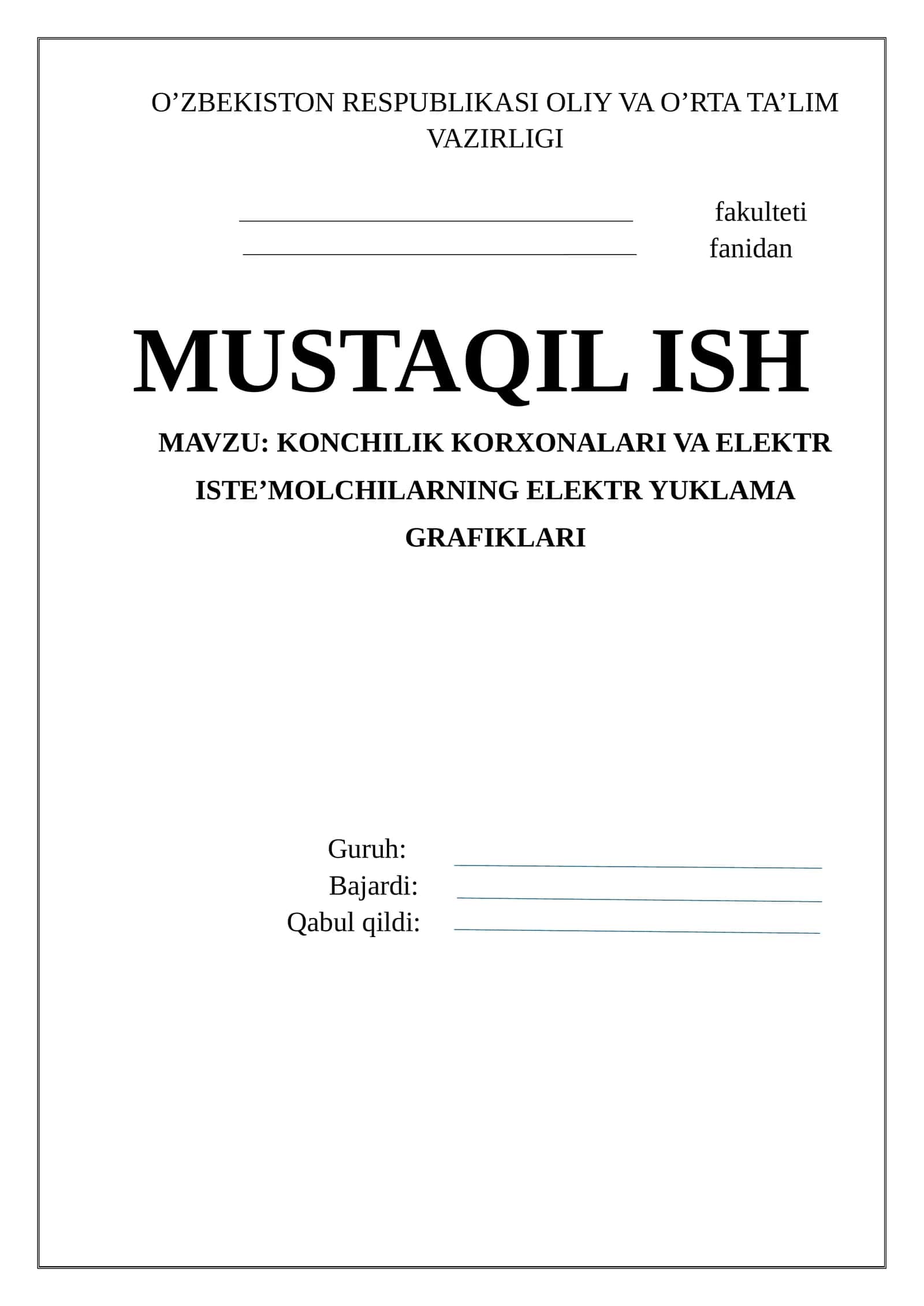 Konchilik korxonalari va elektr iste’molchilarning elektr yuklama grafiklari 1