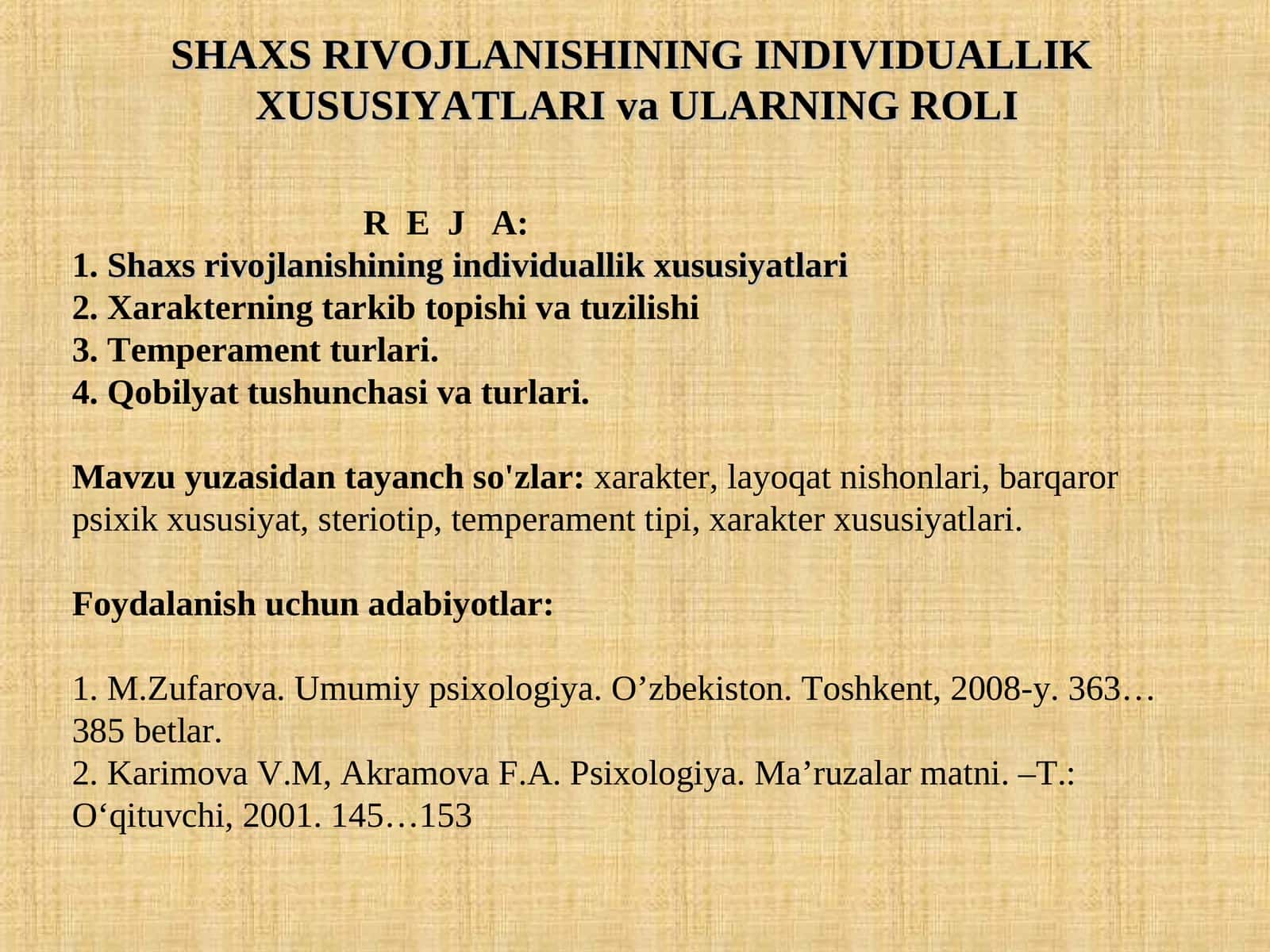Individual xususiyatlar 1