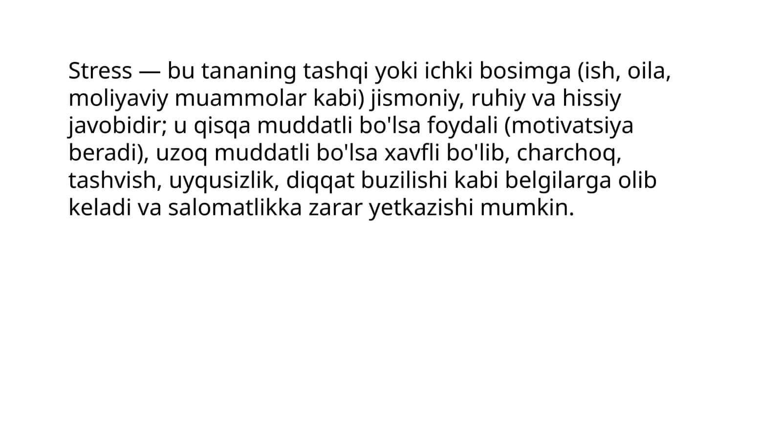 Stress va uning turlari 1